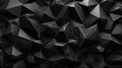 Black polygonal abstract background. Triangular texture. Generative Ai