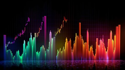 Colorful digital graph chart in stock trade market. Ai generative.