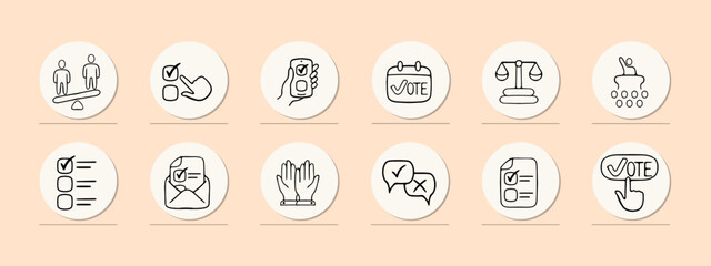 Set of importance icons. Symbolic representations of choices. Decision-making concept. Ui phone app screen. Pastel color background. Vector line icon for Business