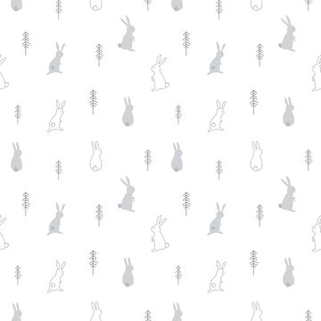 Simple and cute rabbits seamless pattern for kids. Creative kids texture for fabric, wrapping, textile, wallpaper, apparel etc. 