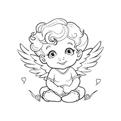 Cupid Baby Coloring Book Cartoon Ilustration