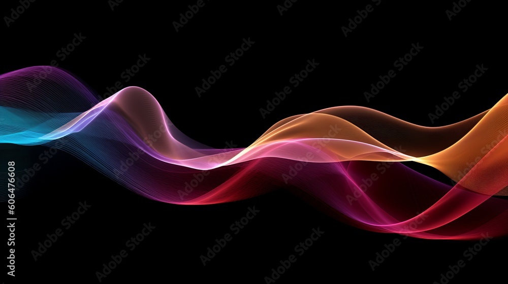 Poster wave lines trails flowing dynamic in diverse colors. ai generative.