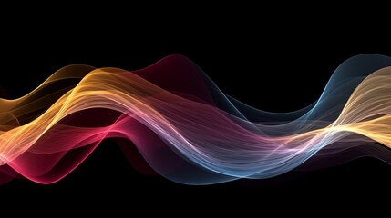 Wave lines trails flowing dynamic in diverse colors. AI generative.