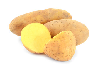 potatoes isolated on white background.