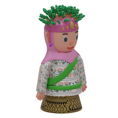 3d rendered female Jakarta's traditional culture called ondel-ondel perfect for design project and anniversary of Jakarta