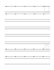 Kdp interior worksheet for Hebrew writing workbook 13. - Alphabet practicing letter Mem print version