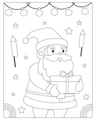 Christmas Coloring Pages, Christmas Vector, Christmas illustration, Black and white, Christmas Coloring pages