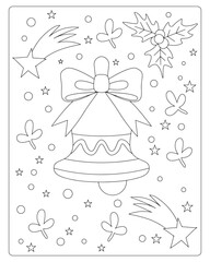 Christmas Coloring Pages, Christmas Vector, Christmas illustration, Black and white, Christmas Coloring pages