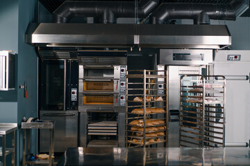 bakery fresh and aromatic bread lies on the shelves of the craft production of flour products