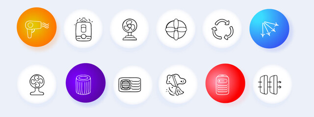 COVID-19 virus protection icon set. Mask, hand sanitizer, social distancing, disinfection. Vaccination concept. Neomorphism style. Vector line icon for Business