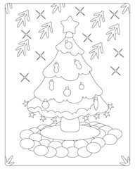 Christmas Coloring Pages, Christmas Vector, Christmas illustration, Black and white, Christmas Coloring pages