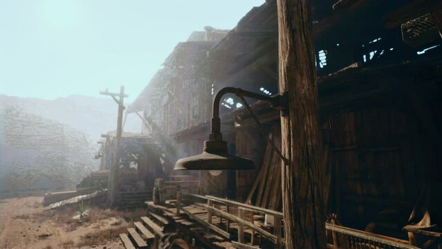 abandoned wooden deserted buildings in bodie ghost town