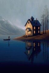 Fototapeta premium The monastery in the park. AI generated art illustration.