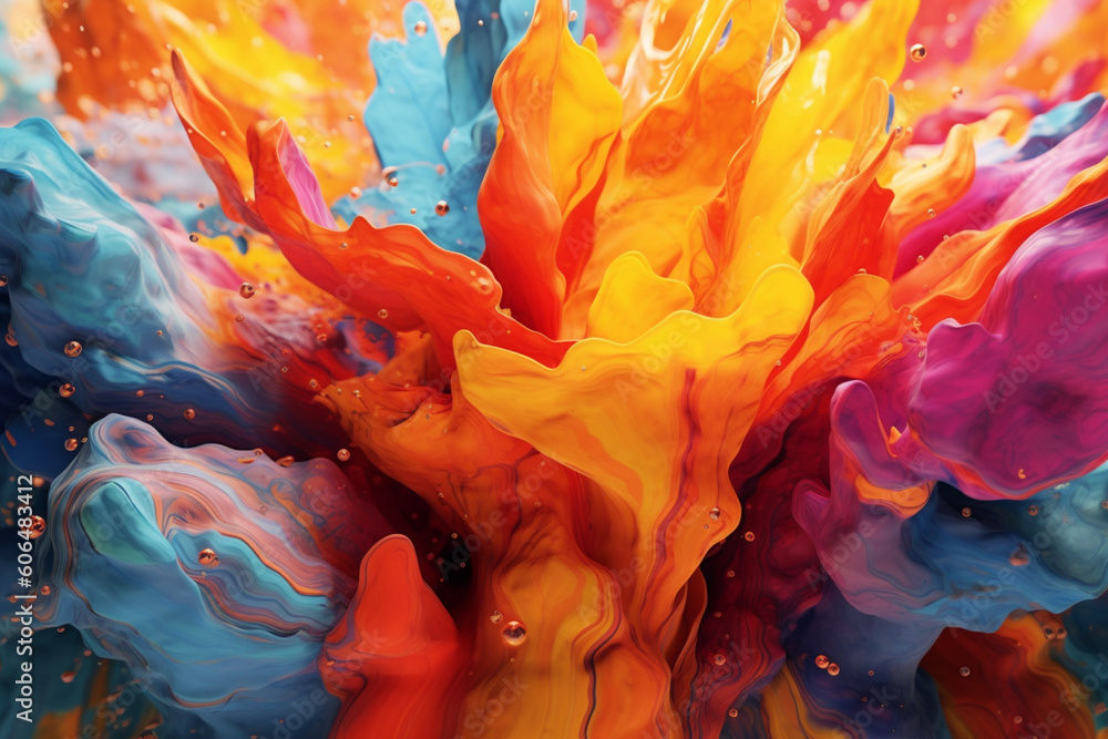 Aufkleber A digital art abstract painting that explores the interplay of colors, textures, and organic shapes, inviting the viewer to interpret and connect with the artwork Generative AI technology.