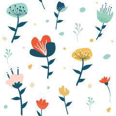 Cute pastel floral pattern. Vector hand drawn illustration. - 606483807