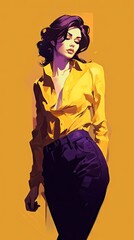 Model in the city. AI generated art illustration.