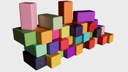 Abstract Plastic Blocks In A Row Composition