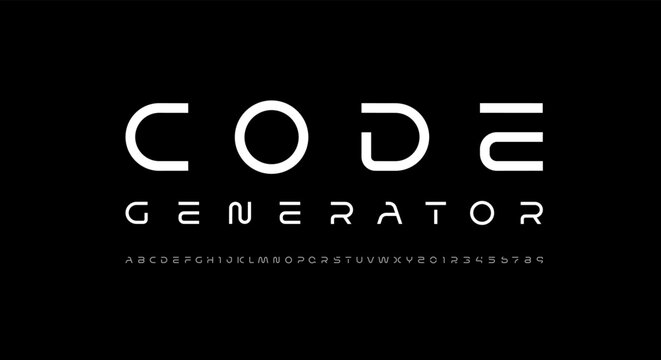 Virtual digital font, cyber alphabet made space design made futurism style, uppercase Latin letters A-Z and Arab numerals 0-9 space style, vector illustration 10EPS