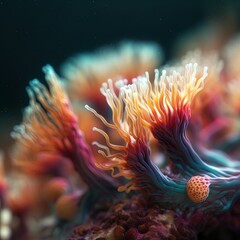 Colorful anemone coral macro image