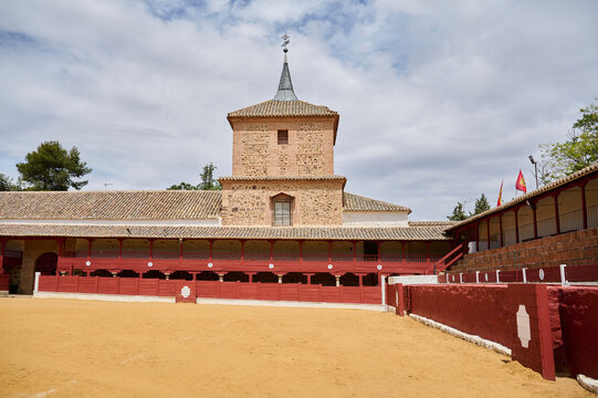 Red galleries around ground of ancient bullring