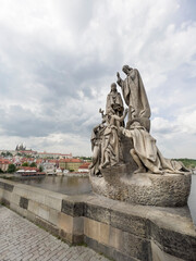 Fototapeta na wymiar statue on Charles bridge in Prague, Czech Republic