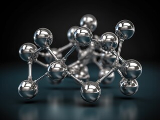 Abstract molecule model on dark background Created with Generative AI technology.
