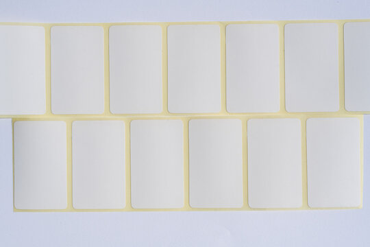 White labels. Thermal labels close up.
