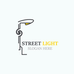 Street Light logo image, vintage lightning classic latern flat element vector icon
