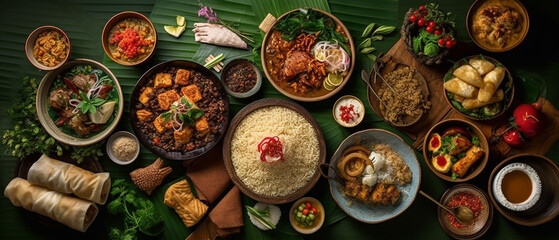 Assortment of traditional Indonesian foods
