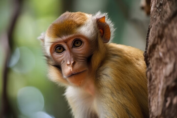 Ai generated illustration of a cute monkey in a natural forest