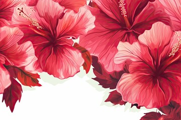 The illustration of colorful hibiscus flowers, AI contents by firefly