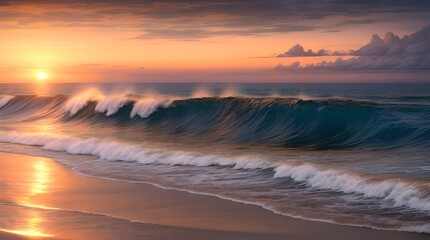 Fototapeta na wymiar serene beauty of a sunset over and endless ocean