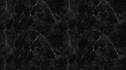 Horizontal white background of Black Marble Stone with Grey Veins. Fully Seamless High Detail Texture for Design. Generative AI