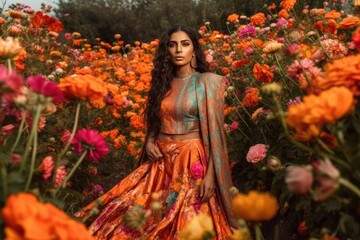 Colorful Indian spring collection made on the field of flowers generative ai