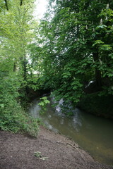 Fototapeta na wymiar Stream in Haverhill that joins stour brook, Suffolk. East town park in Haverhill