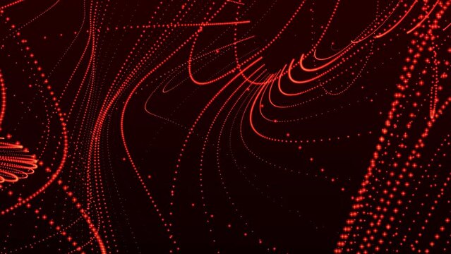 Digital technology background. Dynamic wave of glowing points. Colored music wave. Futuristic background for presentation design. 3d rendering. 4k animation.