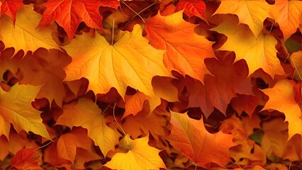 Naklejka na ściany i meble Autumn background from colorful leaves close-up.