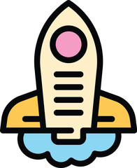 Brainstorming rocket icon. Outline Brainstorming rocket vector icon for web design isolated on white background color flat