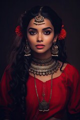 The captivating Indian Instagram model effortlessly blends tradition bride style generative ai