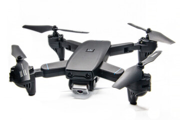 dark gray drone on a white background close-up	
