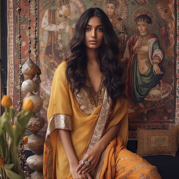 The captivating Indian Instagram model effortlessly blends traditional generative ai