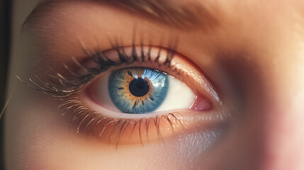 Fototapeta premium macro photograph showcasing the natural beauty of an eye, capturing intricate details and mesmerizing colors with exquisite clarity. generative AI.