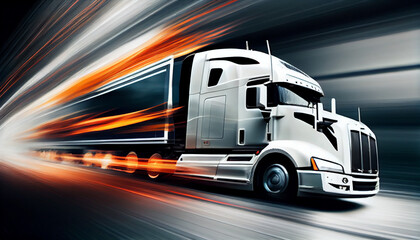 Fototapeta na wymiar Super fast Truck automobile concept design with fire. Luxury speed race Truck automotive concept with flames. High speed modern Truck with motion blur background Ai generated image