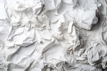 White crumpled paper texture background, Generative ai