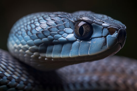 Illustration of Blue viper snake, Generative ai