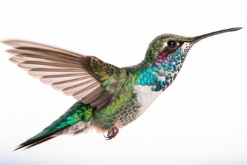Fototapeta premium Hummingbird on a pure white background. Generative ai