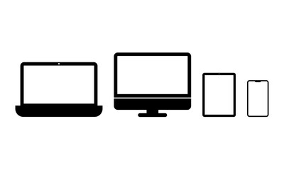 set of icons of laptop, smartphone, computer monitor device screen.