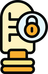 Locked smart lightbulb icon. Outline Locked smart lightbulb vector icon for web design isolated on white background color flat