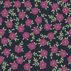 Retro graphic textile pattern, floral seamless design