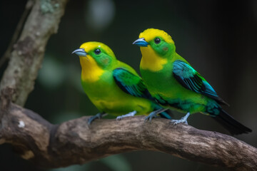 Fototapeta na wymiar Blue-naped Chlorophonia, cute birds, Generative ai